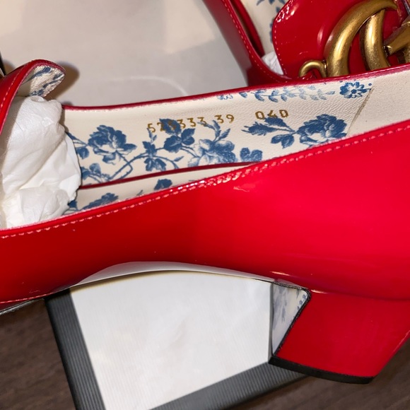 Authentic Gucci GG patent leather red pump - Picture 6 of 7